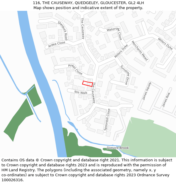 116, THE CAUSEWAY, QUEDGELEY, GLOUCESTER, GL2 4LH: Location map and indicative extent of plot