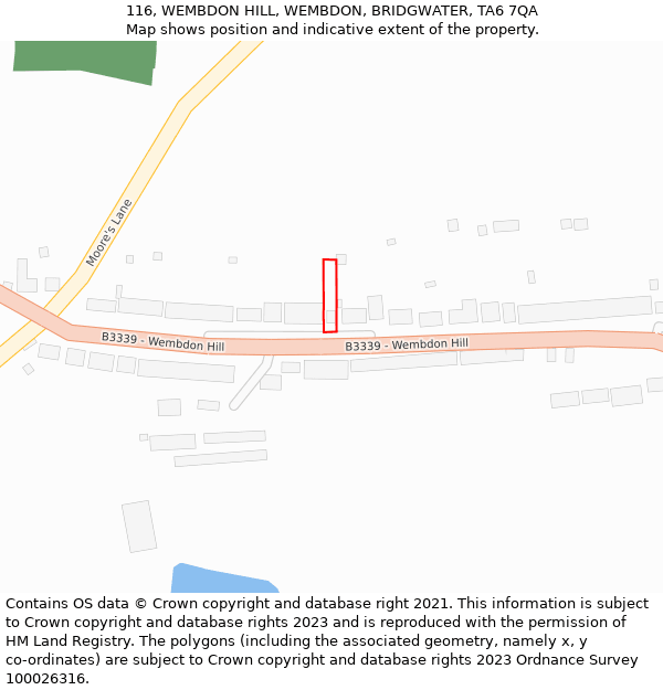 116, WEMBDON HILL, WEMBDON, BRIDGWATER, TA6 7QA: Location map and indicative extent of plot