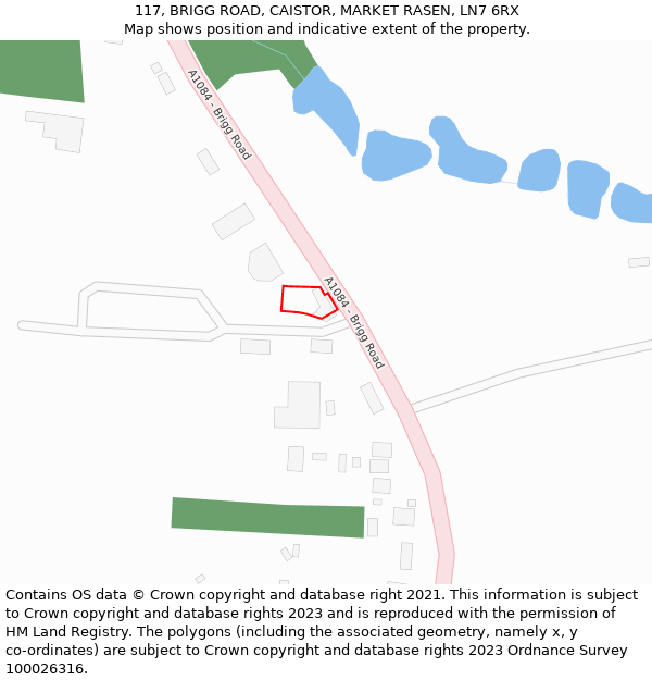 117, BRIGG ROAD, CAISTOR, MARKET RASEN, LN7 6RX: Location map and indicative extent of plot