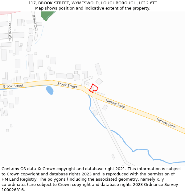 117, BROOK STREET, WYMESWOLD, LOUGHBOROUGH, LE12 6TT: Location map and indicative extent of plot