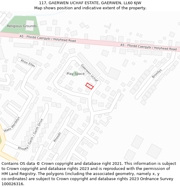 117, GAERWEN UCHAF ESTATE, GAERWEN, LL60 6JW: Location map and indicative extent of plot