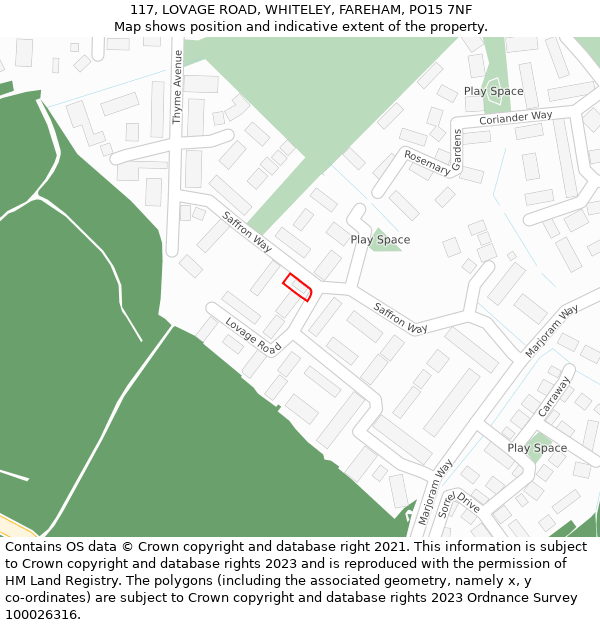 117, LOVAGE ROAD, WHITELEY, FAREHAM, PO15 7NF: Location map and indicative extent of plot