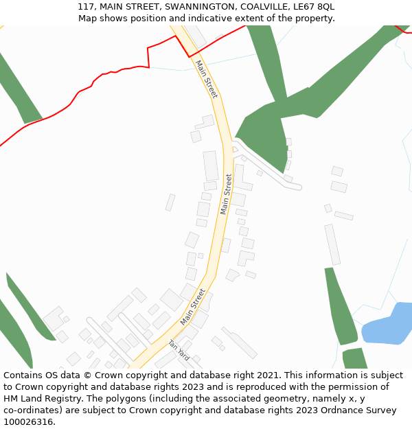 117, MAIN STREET, SWANNINGTON, COALVILLE, LE67 8QL: Location map and indicative extent of plot