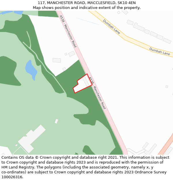 117, MANCHESTER ROAD, MACCLESFIELD, SK10 4EN: Location map and indicative extent of plot