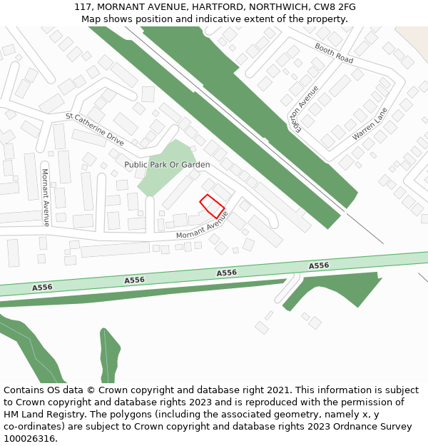 117, MORNANT AVENUE, HARTFORD, NORTHWICH, CW8 2FG: Location map and indicative extent of plot