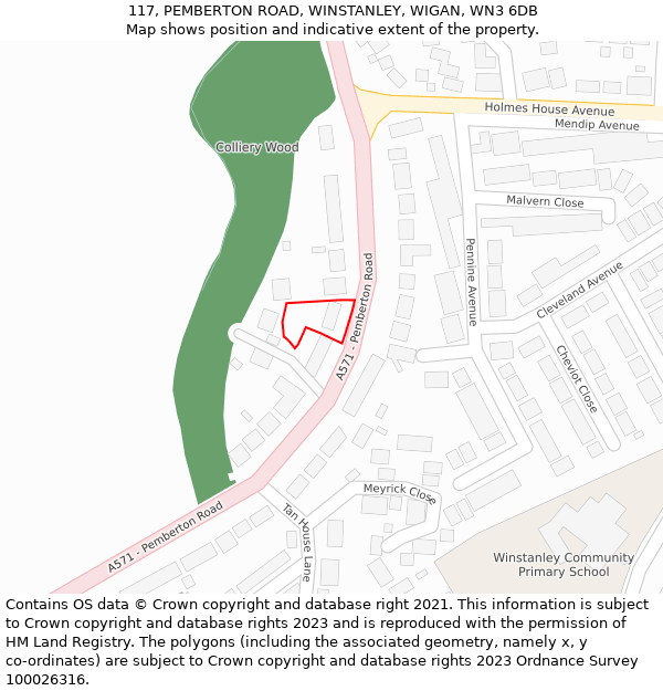 117, PEMBERTON ROAD, WINSTANLEY, WIGAN, WN3 6DB: Location map and indicative extent of plot