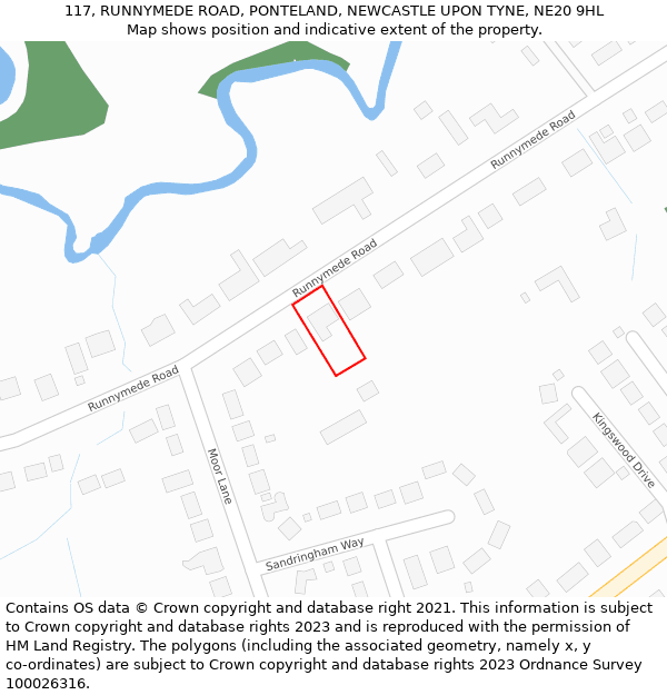 117, RUNNYMEDE ROAD, PONTELAND, NEWCASTLE UPON TYNE, NE20 9HL: Location map and indicative extent of plot