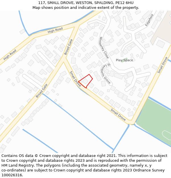 117, SMALL DROVE, WESTON, SPALDING, PE12 6HU: Location map and indicative extent of plot