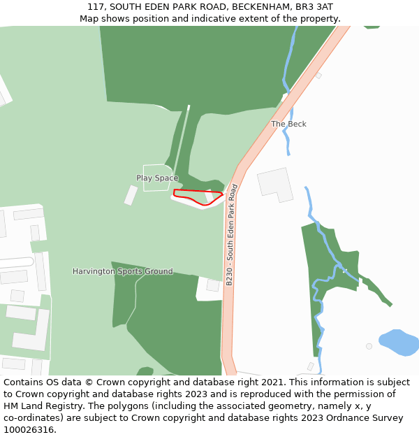 117, SOUTH EDEN PARK ROAD, BECKENHAM, BR3 3AT: Location map and indicative extent of plot