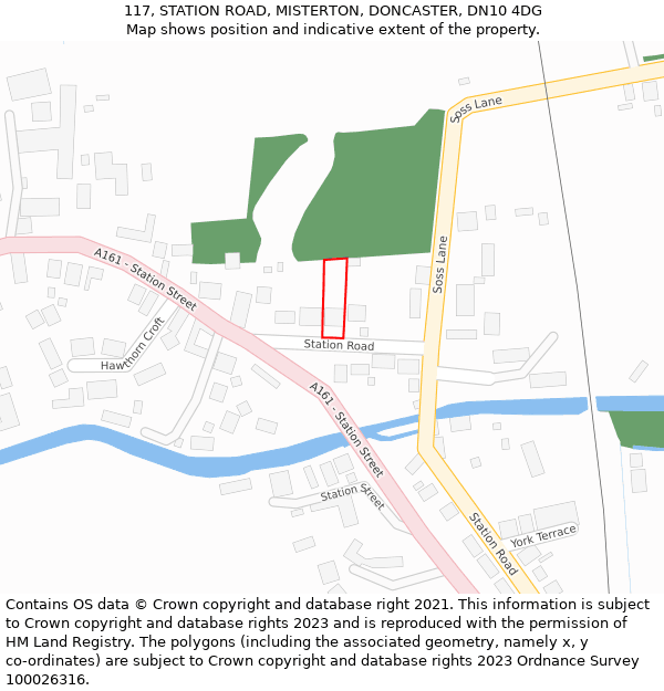 117, STATION ROAD, MISTERTON, DONCASTER, DN10 4DG: Location map and indicative extent of plot