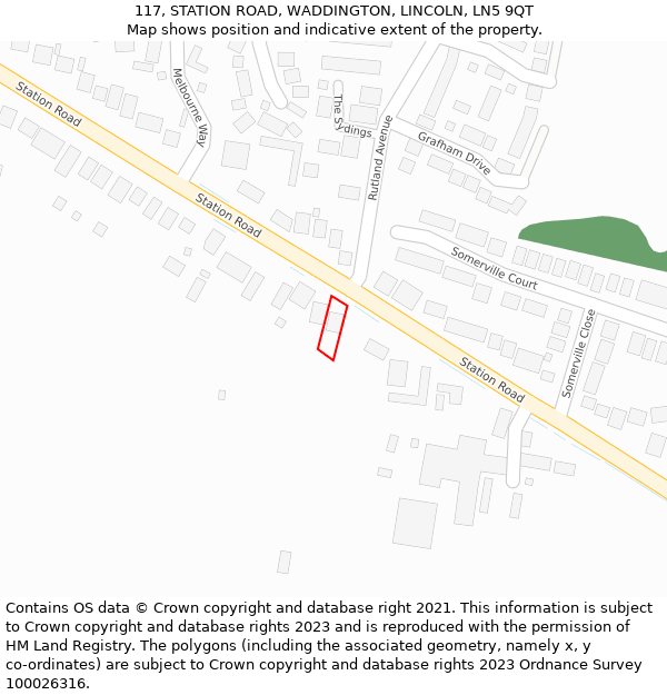 117, STATION ROAD, WADDINGTON, LINCOLN, LN5 9QT: Location map and indicative extent of plot