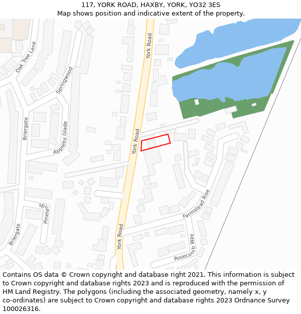 117, YORK ROAD, HAXBY, YORK, YO32 3ES: Location map and indicative extent of plot