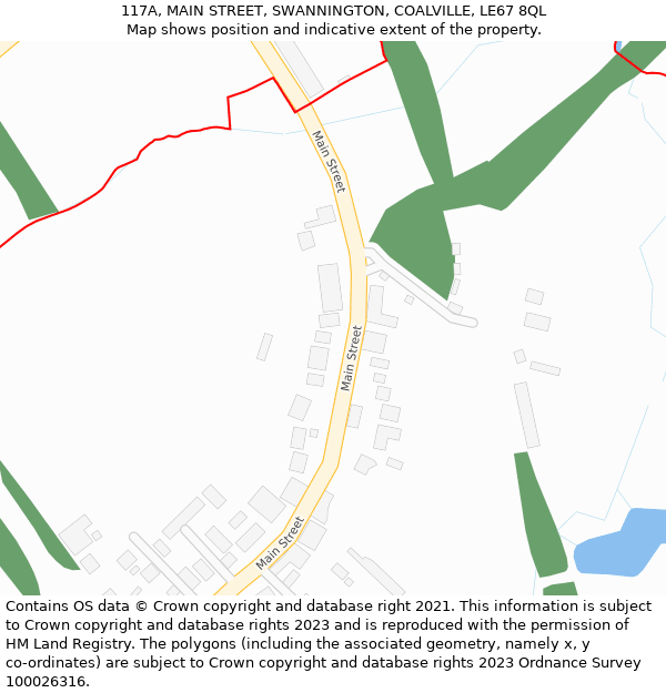 117A, MAIN STREET, SWANNINGTON, COALVILLE, LE67 8QL: Location map and indicative extent of plot