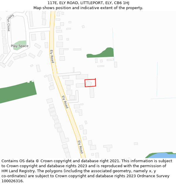 117E, ELY ROAD, LITTLEPORT, ELY, CB6 1HJ: Location map and indicative extent of plot