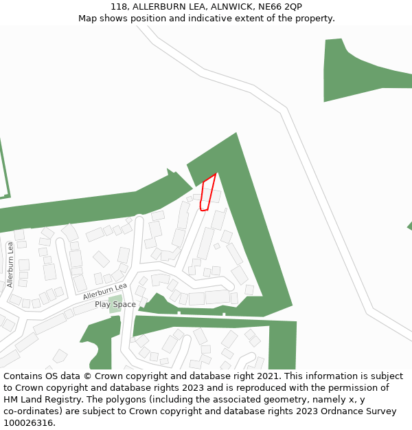 118, ALLERBURN LEA, ALNWICK, NE66 2QP: Location map and indicative extent of plot
