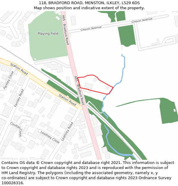 118, BRADFORD ROAD, MENSTON, ILKLEY, LS29 6DS: Location map and indicative extent of plot