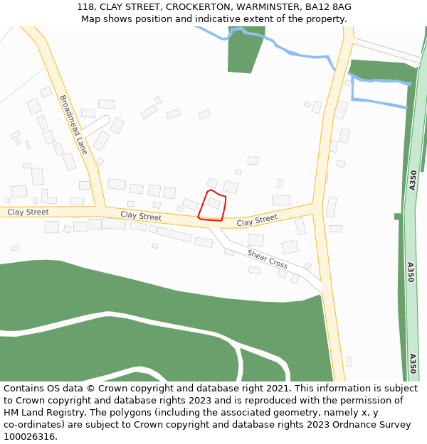 118, CLAY STREET, CROCKERTON, WARMINSTER, BA12 8AG: Location map and indicative extent of plot