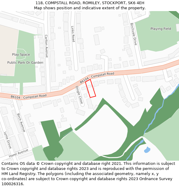 118, COMPSTALL ROAD, ROMILEY, STOCKPORT, SK6 4EH: Location map and indicative extent of plot