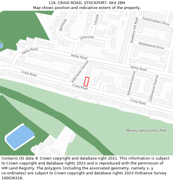 118, CRAIG ROAD, STOCKPORT, SK4 2BN: Location map and indicative extent of plot