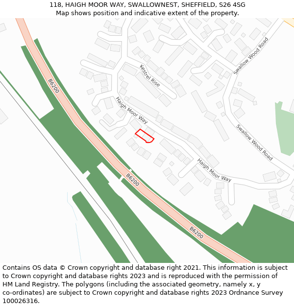 118, HAIGH MOOR WAY, SWALLOWNEST, SHEFFIELD, S26 4SG: Location map and indicative extent of plot