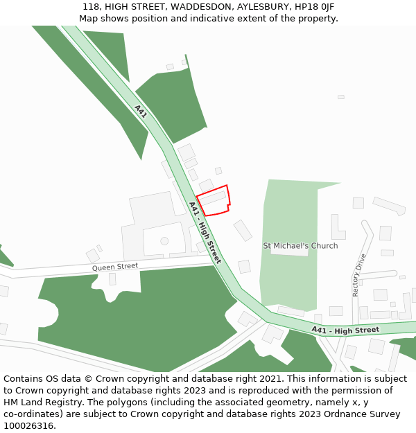 118, HIGH STREET, WADDESDON, AYLESBURY, HP18 0JF: Location map and indicative extent of plot