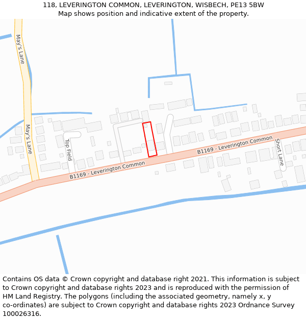 118, LEVERINGTON COMMON, LEVERINGTON, WISBECH, PE13 5BW: Location map and indicative extent of plot