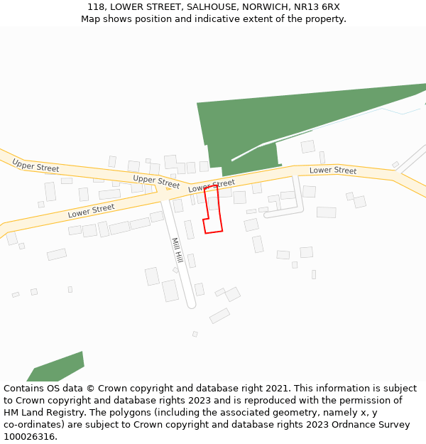 118, LOWER STREET, SALHOUSE, NORWICH, NR13 6RX: Location map and indicative extent of plot