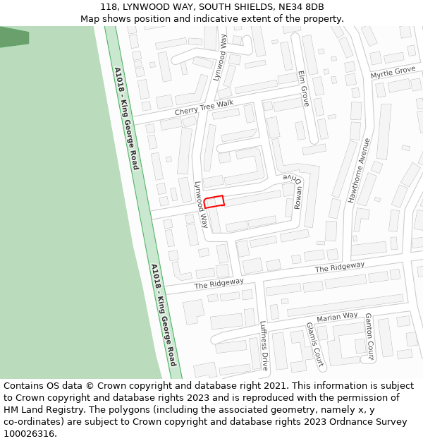 118, LYNWOOD WAY, SOUTH SHIELDS, NE34 8DB: Location map and indicative extent of plot