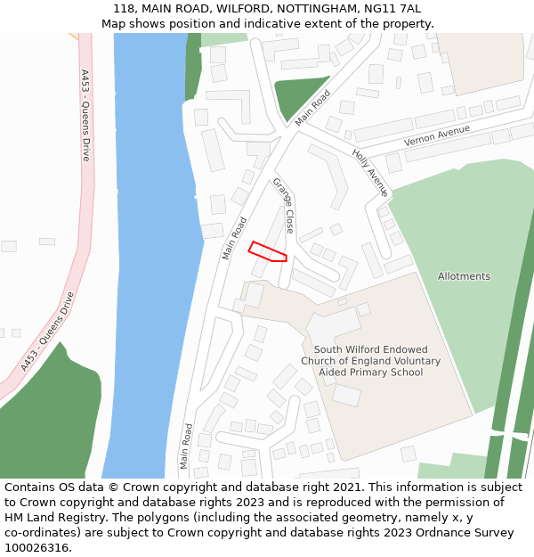 118, MAIN ROAD, WILFORD, NOTTINGHAM, NG11 7AL: Location map and indicative extent of plot