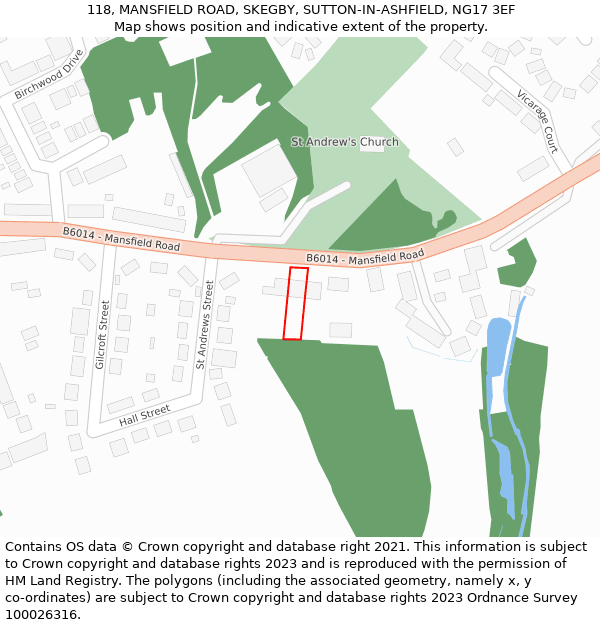 118, MANSFIELD ROAD, SKEGBY, SUTTON-IN-ASHFIELD, NG17 3EF: Location map and indicative extent of plot