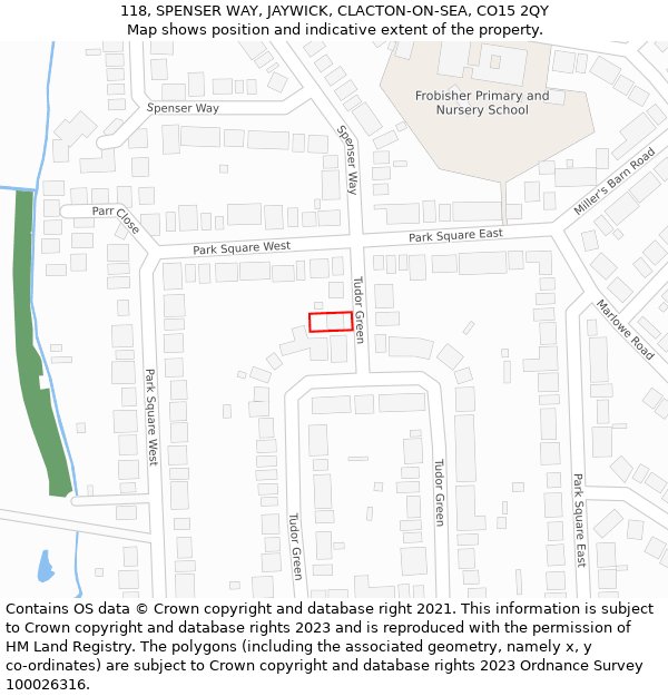 118, SPENSER WAY, JAYWICK, CLACTON-ON-SEA, CO15 2QY: Location map and indicative extent of plot