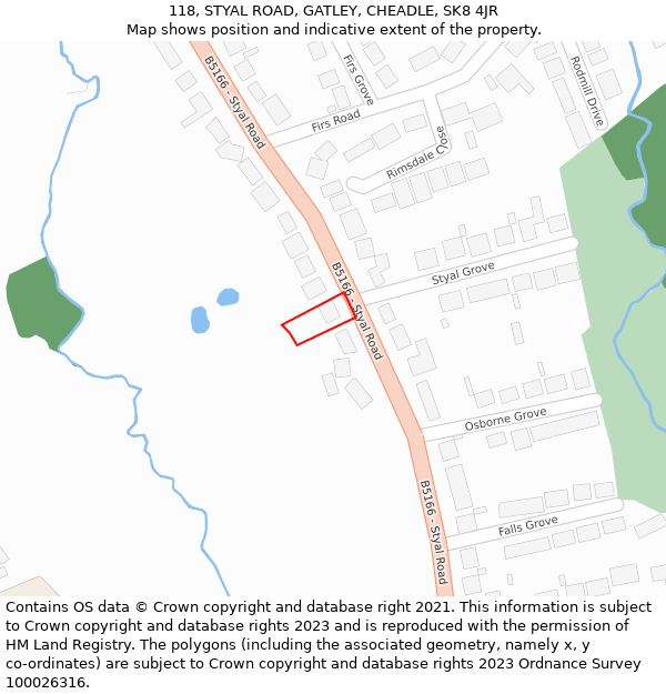 118, STYAL ROAD, GATLEY, CHEADLE, SK8 4JR: Location map and indicative extent of plot