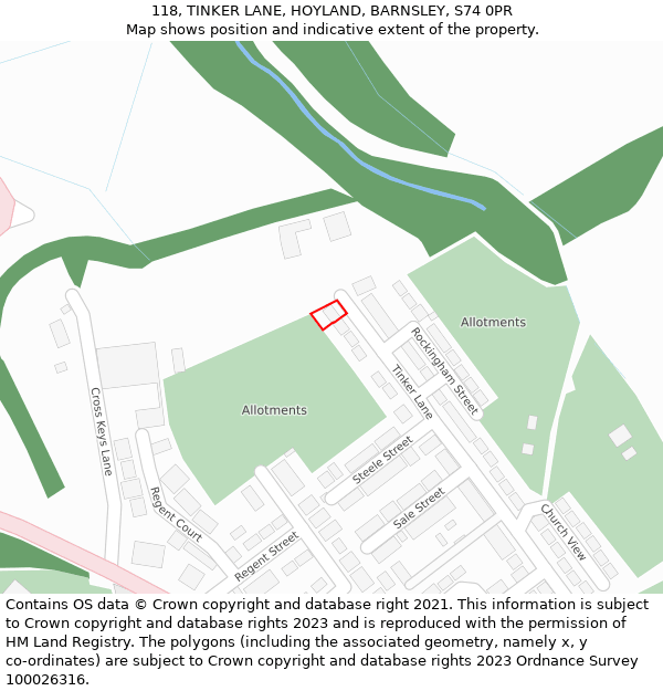 118, TINKER LANE, HOYLAND, BARNSLEY, S74 0PR: Location map and indicative extent of plot
