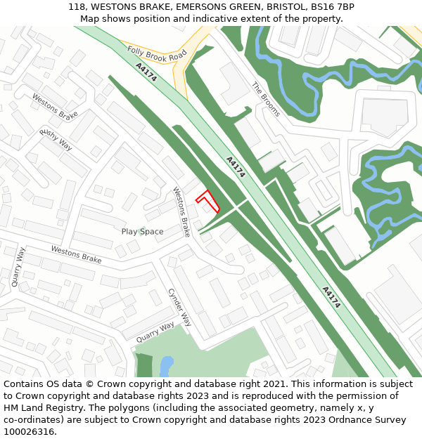 118, WESTONS BRAKE, EMERSONS GREEN, BRISTOL, BS16 7BP: Location map and indicative extent of plot