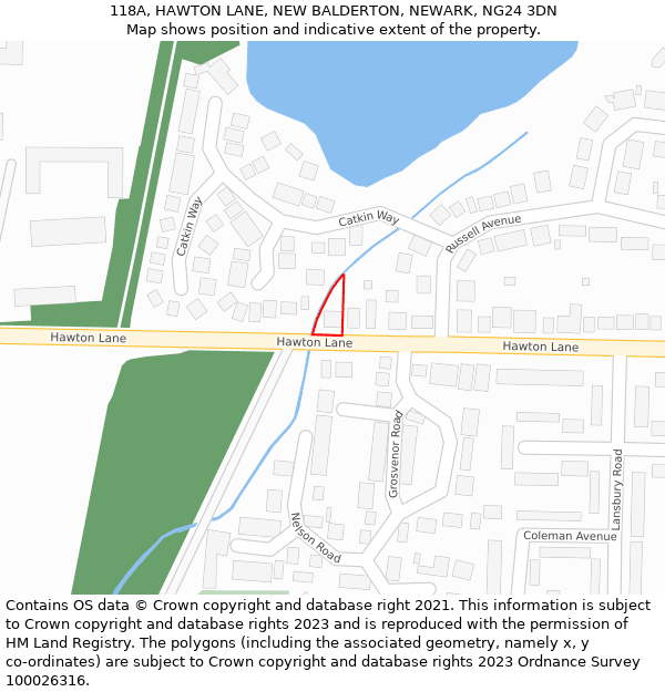 118A, HAWTON LANE, NEW BALDERTON, NEWARK, NG24 3DN: Location map and indicative extent of plot