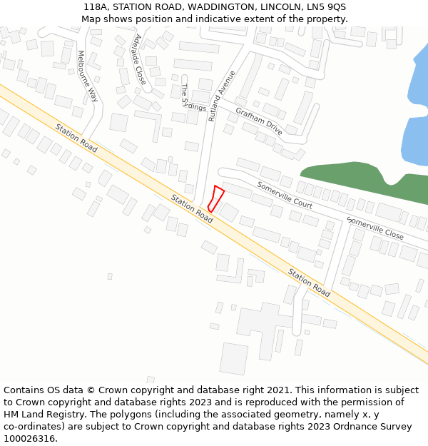 118A, STATION ROAD, WADDINGTON, LINCOLN, LN5 9QS: Location map and indicative extent of plot