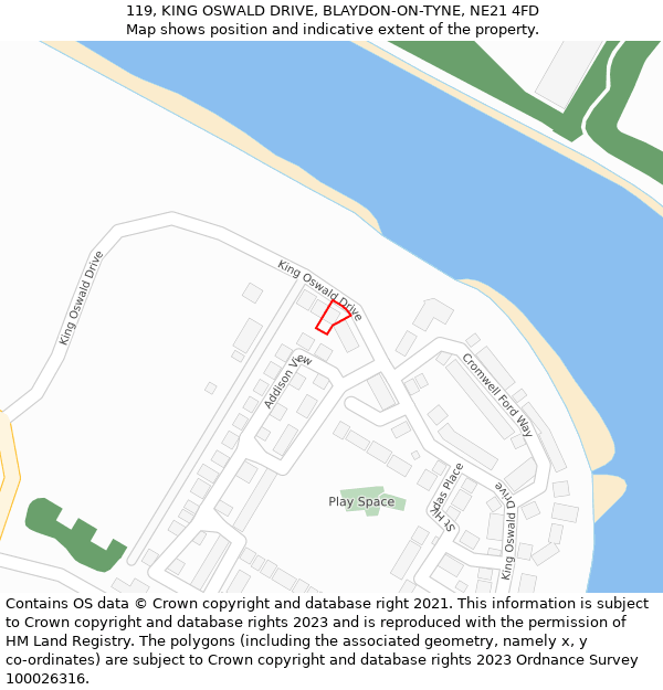 119, KING OSWALD DRIVE, BLAYDON-ON-TYNE, NE21 4FD: Location map and indicative extent of plot