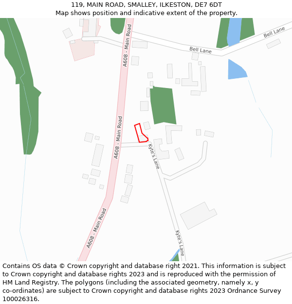 119, MAIN ROAD, SMALLEY, ILKESTON, DE7 6DT: Location map and indicative extent of plot