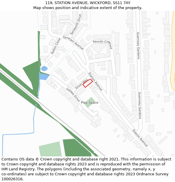 119, STATION AVENUE, WICKFORD, SS11 7AY: Location map and indicative extent of plot