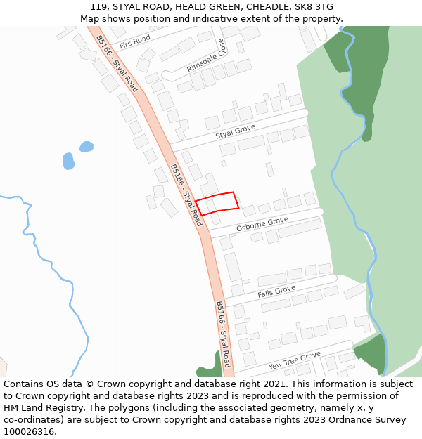 119, STYAL ROAD, HEALD GREEN, CHEADLE, SK8 3TG: Location map and indicative extent of plot