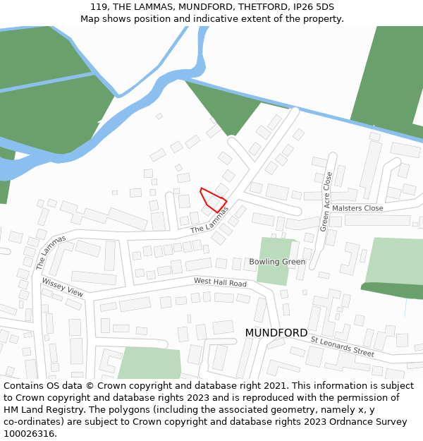 119, THE LAMMAS, MUNDFORD, THETFORD, IP26 5DS: Location map and indicative extent of plot