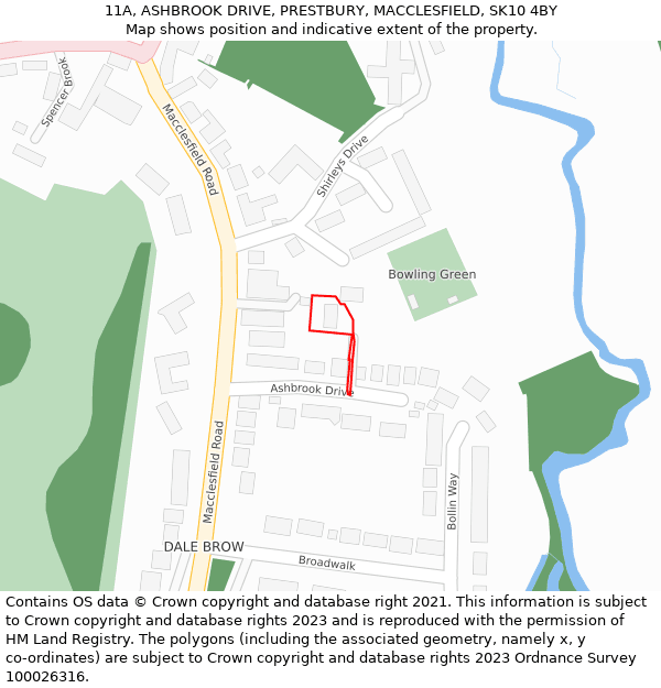 11A, ASHBROOK DRIVE, PRESTBURY, MACCLESFIELD, SK10 4BY: Location map and indicative extent of plot