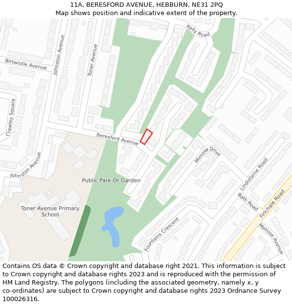 11A, BERESFORD AVENUE, HEBBURN, NE31 2PQ: Location map and indicative extent of plot