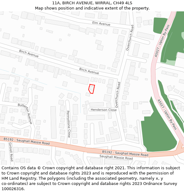 11A, BIRCH AVENUE, WIRRAL, CH49 4LS: Location map and indicative extent of plot