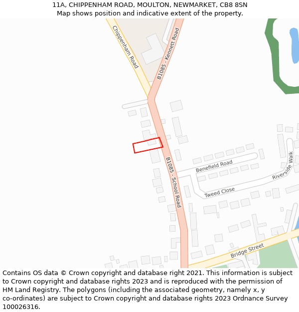 11A, CHIPPENHAM ROAD, MOULTON, NEWMARKET, CB8 8SN: Location map and indicative extent of plot