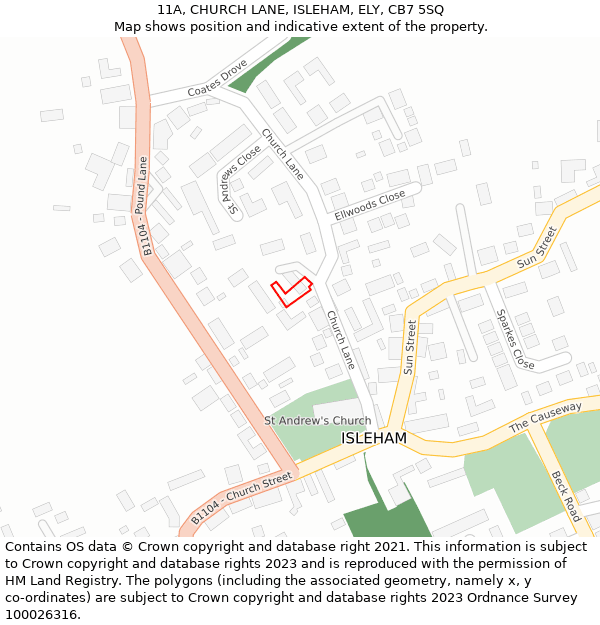 11A, CHURCH LANE, ISLEHAM, ELY, CB7 5SQ: Location map and indicative extent of plot