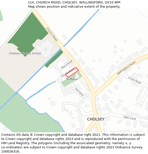 11A, CHURCH ROAD, CHOLSEY, WALLINGFORD, OX10 9PP: Location map and indicative extent of plot