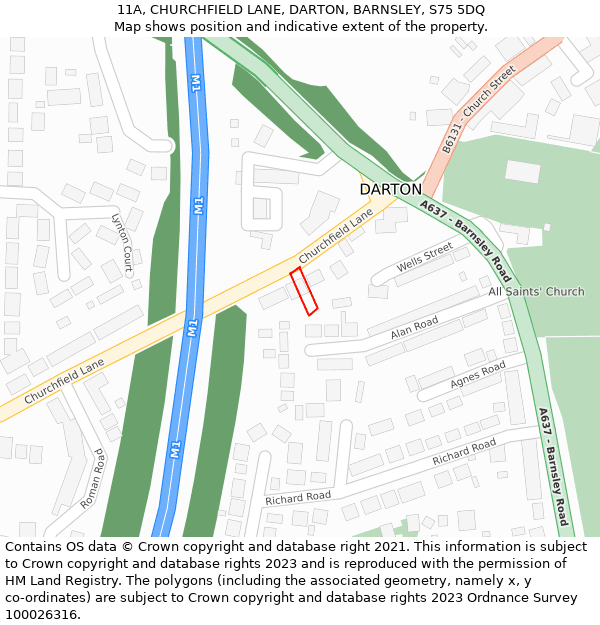 11A, CHURCHFIELD LANE, DARTON, BARNSLEY, S75 5DQ: Location map and indicative extent of plot