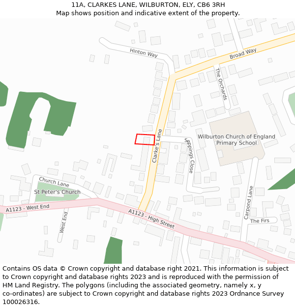 11A, CLARKES LANE, WILBURTON, ELY, CB6 3RH: Location map and indicative extent of plot