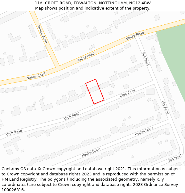 11A, CROFT ROAD, EDWALTON, NOTTINGHAM, NG12 4BW: Location map and indicative extent of plot